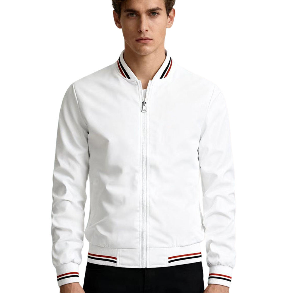 Men's Baseball Collar Zip Jacket – Sporty Fitted Bomber, Sizes M–5XL