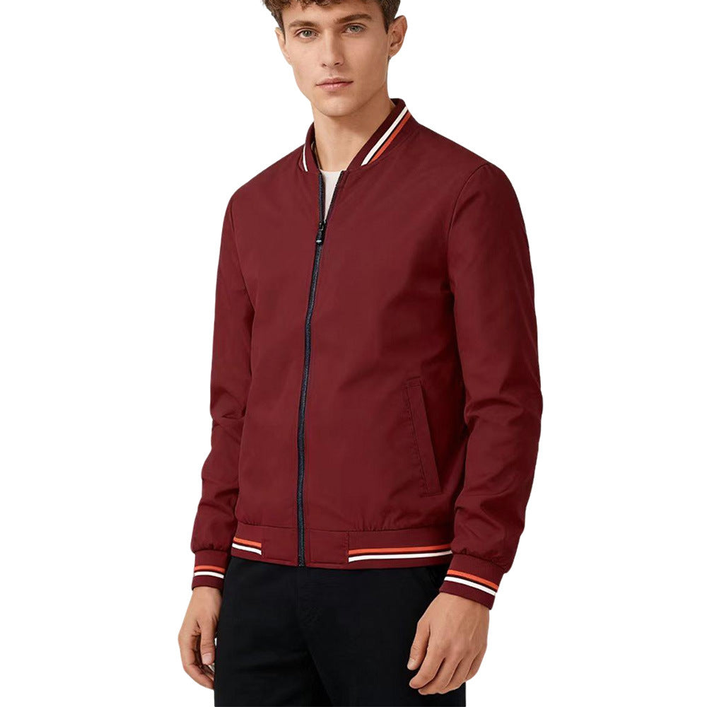 Men's Baseball Collar Zip Jacket – Sporty Fitted Bomber, Sizes M–5XL