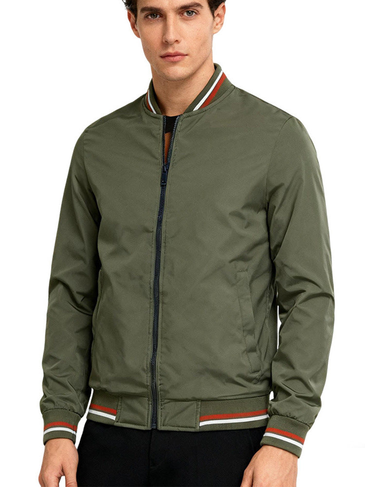 Men's Baseball Collar Zip Jacket – Sporty Fitted Bomber, Sizes M–5XL