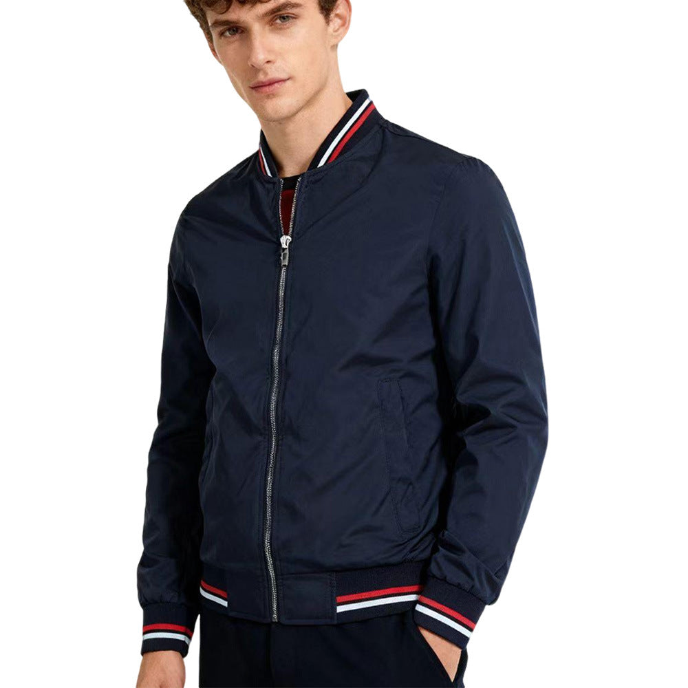 Men's Baseball Collar Zip Jacket – Sporty Fitted Bomber, Sizes M–5XL