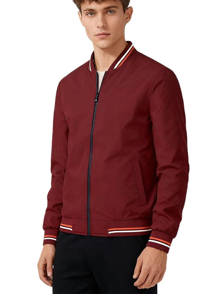 Men's Baseball Collar Zip Jacket – Sporty Fitted Bomber, Sizes M–5XL