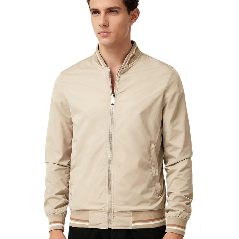 Men's Baseball Collar Zip Jacket – Sporty Fitted Bomber, Sizes M–5XL