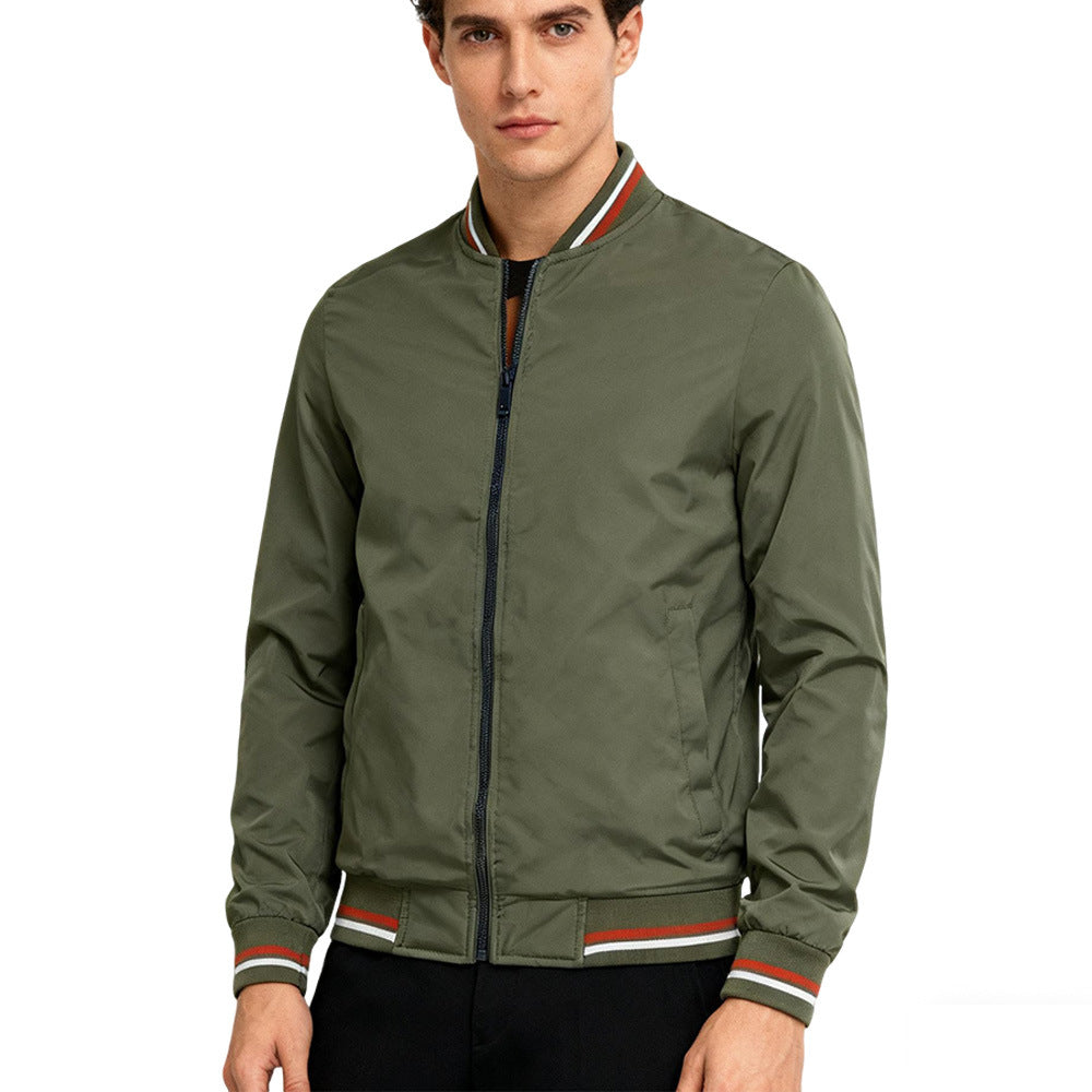 Men's Baseball Collar Zip Jacket – Sporty Fitted Bomber, Sizes M–5XL